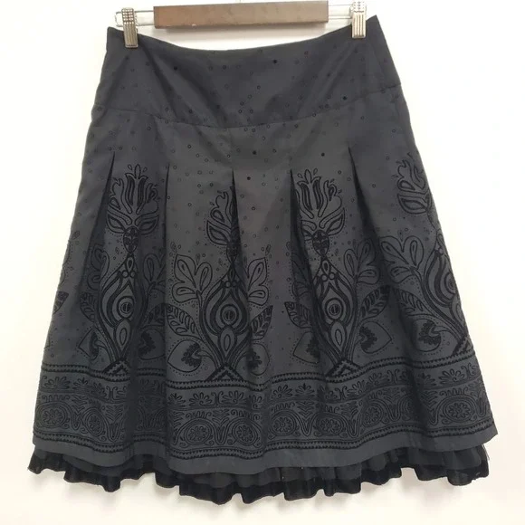 Apt 9 Womens Velvet Burnout Fairy Grunge Whimsigoth Skirt Size 4 Black Romantic - Picture 3 of 12